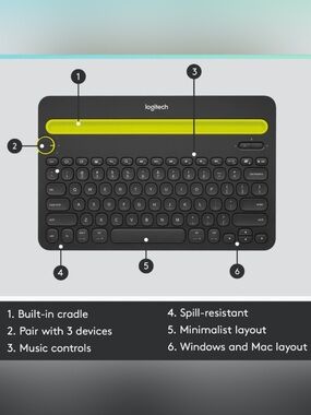 Logitech K480 wireless mukti-device Bluetooth keyboard